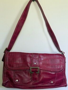 East 5th Red Croc Embossed Shoulder Bag Y2K Baguette Purse Faux Leather Chic